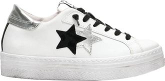 2Star Witte Leren Platform Sneakers voor Vrouwen - Dames - Sneakers - Wit - 40 EU - Leer - Schoenen