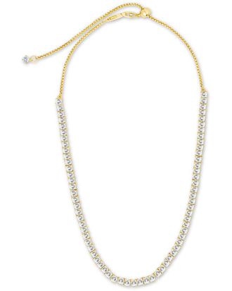 Sterling Forever 14K Plated Cz Brette Adjustable Tennis Necklace