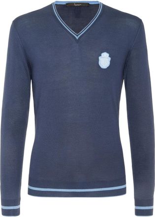 Billionaire Boys Club Silk Gebreide V-hals Pullover - Heren - V-hals truien - Blauw - XS - Leer - Truien & Vesten
