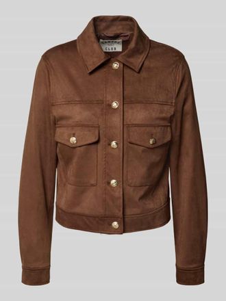 Oui Jacke mit Umlegekragen in Mittelbraun, Gr&ouml;&szlig;e 34