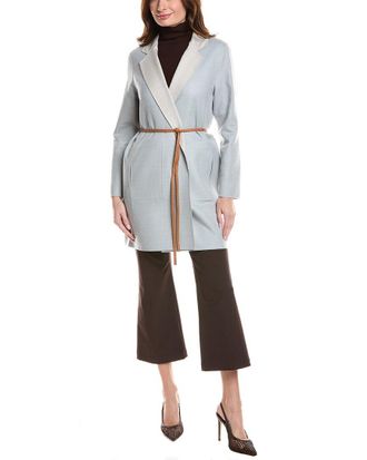 Lafayette 148 New York Reversible Notch Lapel Leather-Trim Wool & Silk-Blend Jacket