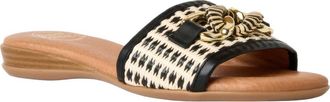 Andr&eacute; Assous Nalia Wedge Slide Sandal in Natural/black at Nordstrom, Size 10