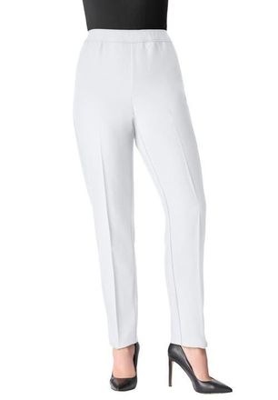 Roaman's Petite Plus Size Classic Bend Over Structured Straight Leg Pull-On Pant in White at Nordstrom, Size 42Short