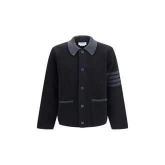 Thom Browne Black Wool Oves Aries Biker Mens Jacket
