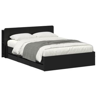 vidaXL Struttura Del Letto Con Stoccaggio E Testata Nero 150 X 200 Cm Vidaxl