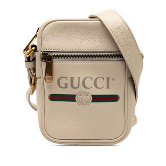 Gucci Tweedehands Mini Gegrende Kalfsleer Logo Schoudertas