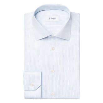 Eton Gestreept katoenen overhemd Contemporary Fit - Heren - Zakelijke Overhemden - Wit - 5XL - Katoen - Overhemden