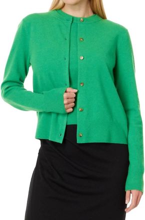 Vince Wool Blend Shank Button Cardigan - Plus In Dark Parakeet