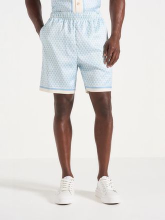 Mani&egrave;re De Voir Jordan Eiffel Monogram Shorts in Pale Blue at Nordstrom, Size Large