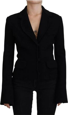 Dolce & Gabbana Zwart knoop cardigan blazer viscose jasje - Dames - Blazers - Zwart - XS - Polyester - Jassen