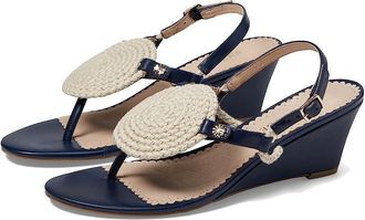 Jack Rogers Reef 113231WG01 Sandal Womens Blue Leather Wedge Heel JOBB851