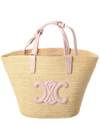 Celine Celine Teen Classic Panier Raffia & Leather Tote