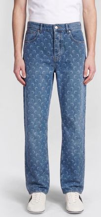 Marine Serre Jeans straight in denim con stampa monogram