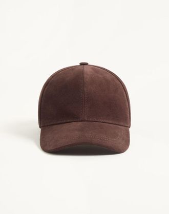 Valentino Garavani Baseball Cap Valentino Garavani VLogo Signature in suede Man TESTA DI MORO 58