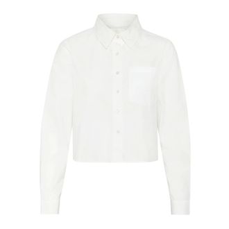 MY ESSENTIAL WARDROBE Heldere Witte Geknipte Shirt - Dames - Blouses & Shirts - Wit - Maat: S