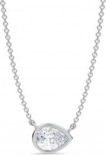 Allurez Pear Lab Diamond Solitaire Pendant Necklace 14K White Gold (0.75ct)