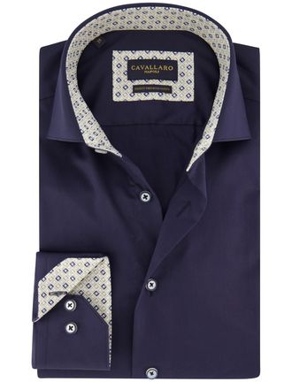 Cavallaro Navy overhemd Cavallaro Fiuggi semi wide spread boord