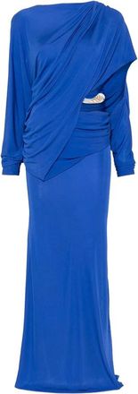 CHRISTOPHER ESBER Kleedjes, Dames, Blauw, S, Blauwe Gedrapeerde Asymmetrische Zoom Jurk