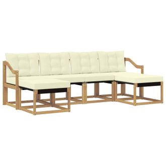 vidaXL Conjunto De Sof&aacute;s De Exterior Con Coj&iacute;n 6 Pcs Blanco Y Crema Vidaxl