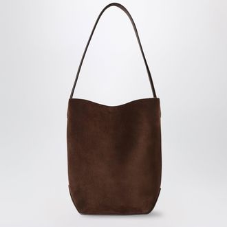 The Row Small Park Tote Edge suede leather tote in brown