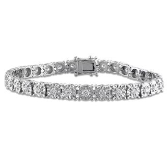 Mimi & Max Created Forever 1 - 3 1/8ct TW Lab-Grown Diamond Tennis Bracelet Sterling Silver