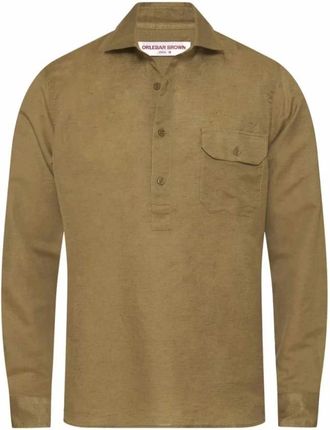 Orlebar Brown Groen Linnen-Katoen Overhead Shirt - Heren - Casual Overhemden - Groen - XL - Katoen - Overhemden