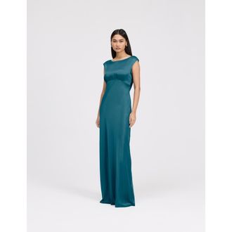 Ghost London Octavia Cowl Back Satin Maxi Dress in Emerald at Nordstrom, Size 10