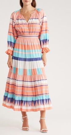 Area Stars Stripe Resort Cotton Dress in Coral Multi at Nordstrom Rack, Size X-Small