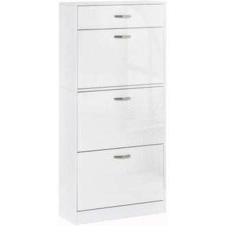 HOMCOM Homcom - High Gloss Shoe Cabinet w/ 4 Drawers Shoe Storage Organizer for 18 Pairs