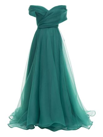 Ana Radu off-shoulder draped gown - Green