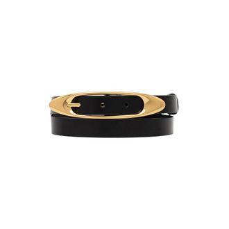 Patrizia Pepe Cintur&oacute;n de piel de talle bajo con hebilla escultural - Accessories - Mujer - Negro - XS