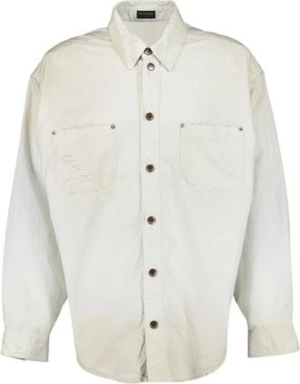 Balenciaga Witte Ripstop Werkoverhemd - Heren - Casual Overhemden - Wit - M - Katoen - Overhemden