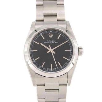 Rolex Pre-owned Oyster Perpetual Roestvrij staal Horloge - Dames - Vintage Horloges - Zwart - ONE Size - Vintage
