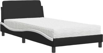 vidaXL Cama Con Colch&oacute;n Cuero Sint&eacute;tico Negro Y Blanco 100x200 Cm Vidaxl