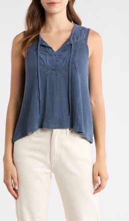 Lucky Brand Cutwork Embroidered Cotton Swing Tank in Ombre Blue at Nordstrom, Size Xx-Large