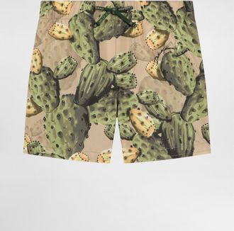 Dolce & Gabbana Cactus-print Medium Nylon Swim Shorts - Man Multicolor 12/18 Months