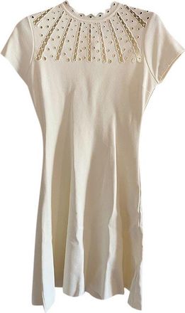 Valentino Garavani ivory eyelet cutout mini dress Size S