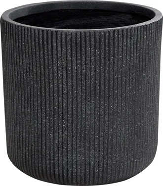Beliani Maceta Exterior Superficie Estriada Redonda Piedra Fibra Arcilla 37x37x37 Cm Gris Oreoi