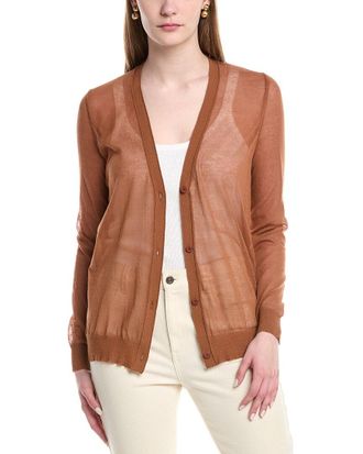 Lafayette 148 New York V-Neck Button Front Wool-Blend Cardigan
