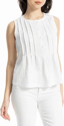 Max Studio Pintuck Crinkle Sleeveless Top in White at Nordstrom Rack, Size X-Large