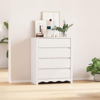 Berkfield Home Chest of Drawers DRAMMEN White 76, 5x40x91 cm Solid Wood Pine | Size: 5 x 40 x 91 cm