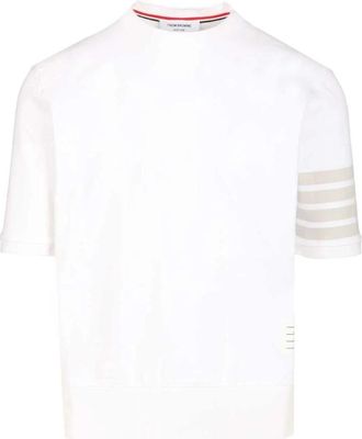 Thom Browne 4-Bar T-shirt - Heren - T-shirts - Wit - 2XL - Katoen - Tops