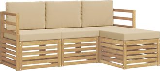 vidaXL Conjunto De Sof&aacute;s De Exterior 4 Uds. Y Beige Poli&eacute;ster Vidaxl