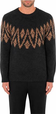 Dondup O-Neck Trui - Heren - Ronde hals truien - Grijs - XL - Wol - Truien & Vesten