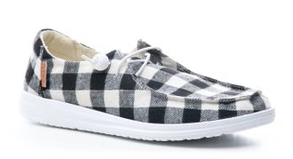 Corkys Footwear Womens Buffalo Plaid Kayak Shoes In Black/white