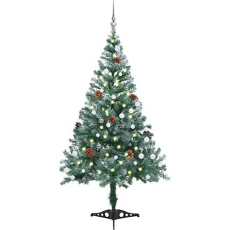 vidaXL &Aacute;rbol De Navidad Helado Con Luces Led, Bolas Y Pi&ntilde;as 150 Cm Vidaxl