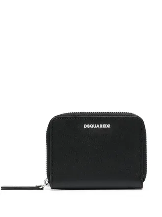 Dsquared2 logo-stamp zip-around wallet - men - Leather - One Size - Black
