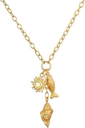 Satya Jewelry Healing Light Ocean Charm Necklace in Gold at Nordstrom