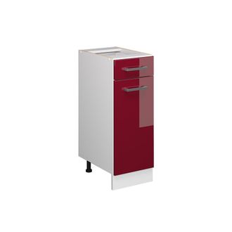 Vicco Mueble Bajo Universal R-line, Rojo Burdeos Alto Brillo, 30 Cm Con Caj&oacute;n, Sin Encimera, Vicco