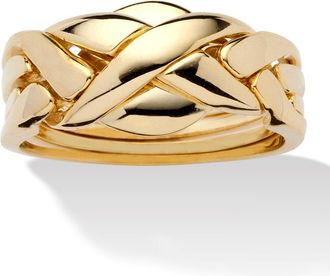 Palm Beach Jewelry Yellow Gold-Plated Braided Puzzle Ring